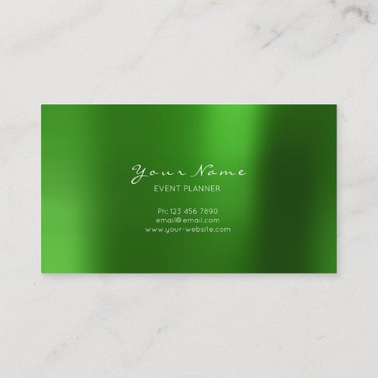 イベントプランナーホワイトエメラルドグリーングリーナリー金ゴールド 名刺 (裏面)