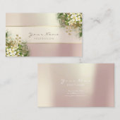 イベントプランナーホワイトエメラルドグリーンバラピンク金ゴールド 名刺 (正面/裏面)