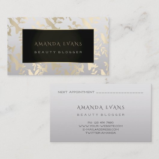 イベントプランナーメイクアップアーティスト金ゴールドハミングバード 予約カード (正面/裏面)