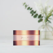 イベントプランナーメタリックミニマルストライプズ銅ルクス 名刺 (スタンド正面)