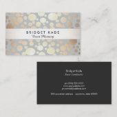 イベントプランナーモダン金ゴールドとシルバースポッテッドパターン 名刺 (正面/裏面)