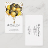 イベントプランナーモダン金ゴールドブラックバルーングリッター 名刺 (正面/裏面)