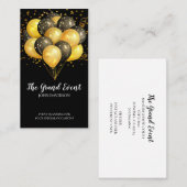 イベントプランナーモダン金ゴールドブラックバルーングリッター 名刺 (正面/裏面)