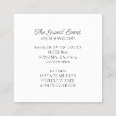 イベントプランナーモダン金ゴールドブラックバルーングリッターB スクエア名刺 (裏面)