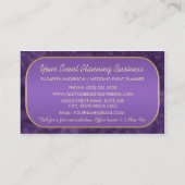 イベントプランナーラグジュアリーパープルと金ゴールドフローラスワーズ 名刺 (裏面)