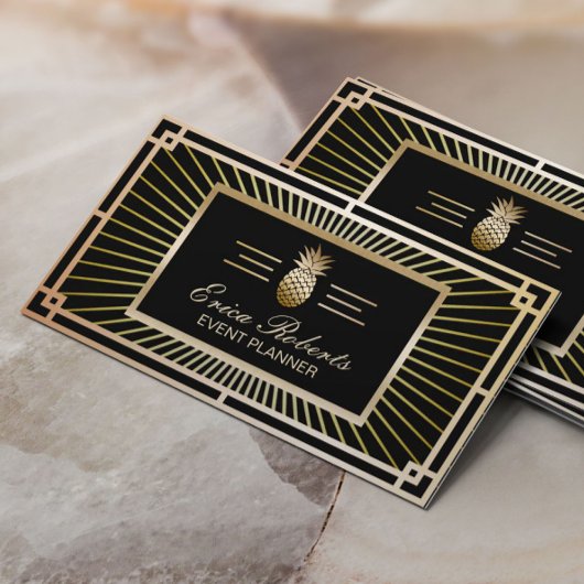 イベントプランナーヴィンテージ金ゴールドパイナップルアールデコ 名刺
