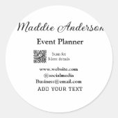 イベントプランナー名を追加 QRコード 詳細ウェブサイトを入力 ラウンドシール (正面)