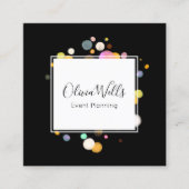 イベントプランナー紙吹雪ブラックスクエアビジネスカード スクエア名刺 (正面)