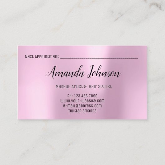 イベントプランナー結婚ズブライダルピンクローズ金ゴールドメイク 名刺 (裏面)