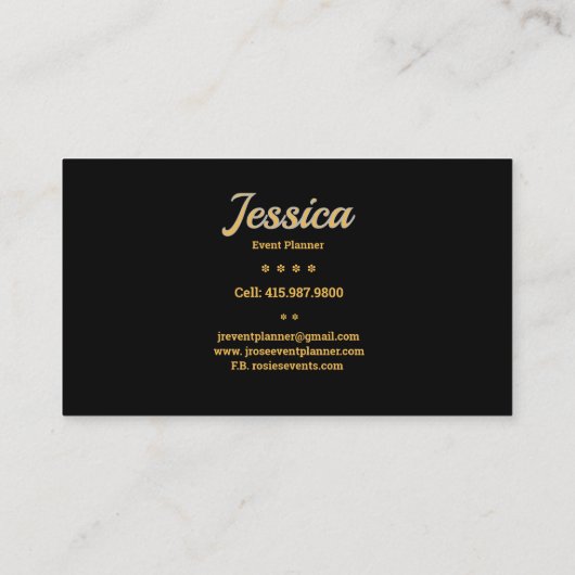 イベントプランナー金ゴールドシークイン/ブラック名刺 名刺 (裏面)