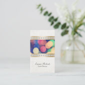 イベントプランナー金ゴールド&ダイヤモンドストライプズクラシーリネン 名刺 (スタンド正面)