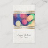 イベントプランナー金ゴールド&ダイヤモンドストライプズクラシーリネン 名刺 (正面)