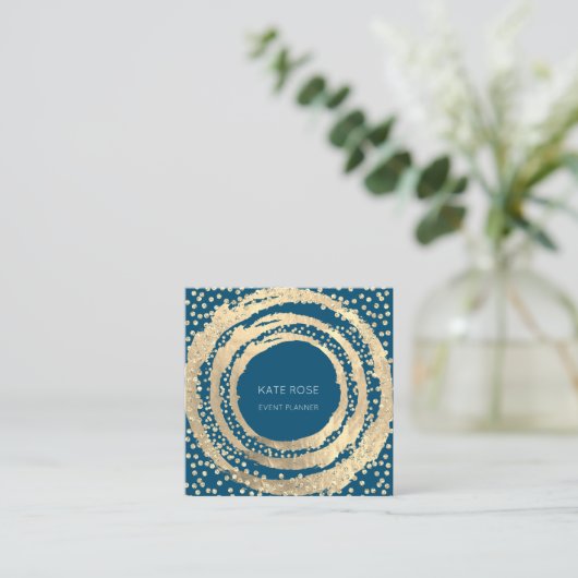 イベントプランナー音楽メディアファッションブロガー金ゴールド スクエア名刺 (スタンド正面)