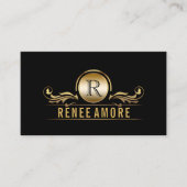 イベントプランナー|のエレガントな金ゴールドの黒のモノグラム 名刺 (正面)