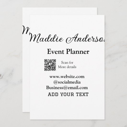 イベントプランナー 追加 名前 QRコード 詳細 ウェブサイトを追加 招待状 (正面/裏面)