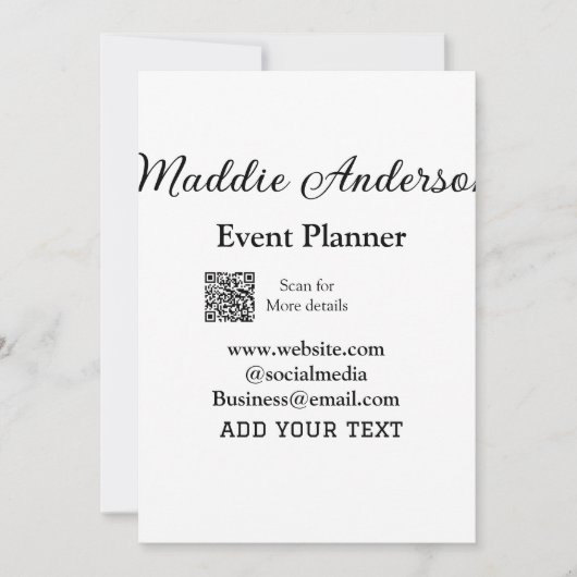 イベントプランナー 追加 名前 QRコード 詳細 ウェブサイト エム 招待状 (正面)