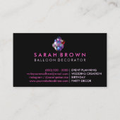 イベントプランニングとパーティー用グリッター ピンク風船 名刺 (裏面)