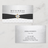 イベントプランニンモダングシルバー&ブラックリボン 名刺 (正面/裏面)