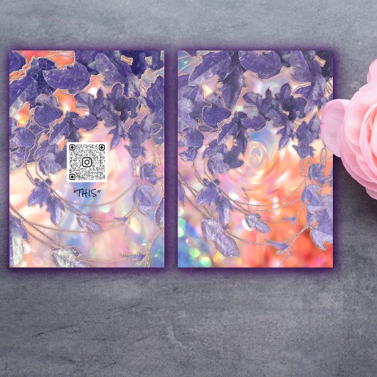 イベントホログラフィモダンックリーフリースQRロゴ 招待状