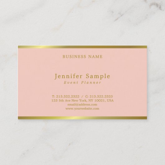 イベントモダン手書きスクリプエレガントトピンク金ゴールド 名刺 (裏面)