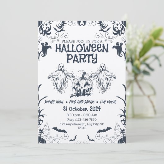 イベントユニークハロウィンパーソナライズされたの作成 招待状 (スタンド正面)