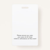 イベントロゴQRコードゲストパス名任意の色バッジ バッジ (裏面)