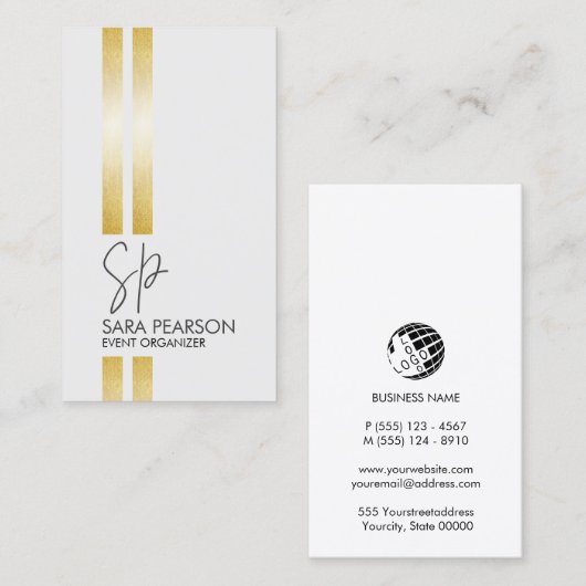 イベント主催フェイク金ゴールドストライプ 名刺 (正面/裏面)
