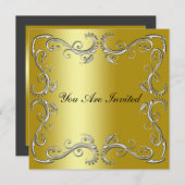 イベント企業の任意の大事な行事招待状金ゴールド 招待状 (正面/裏面)