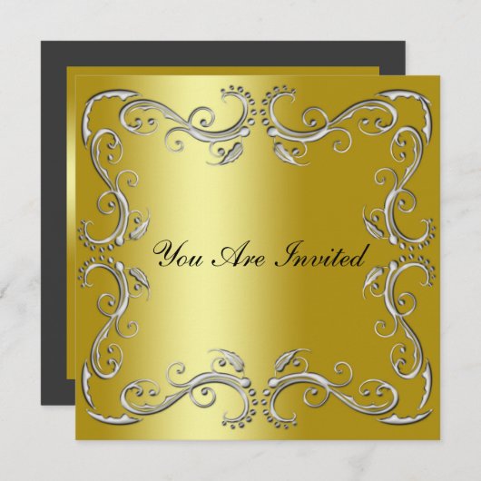イベント企業の任意の大事な行事招待状金ゴールド 招待状 (正面/裏面)