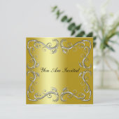 イベント企業の任意の大事な行事招待状金ゴールド 招待状 (スタンド正面)