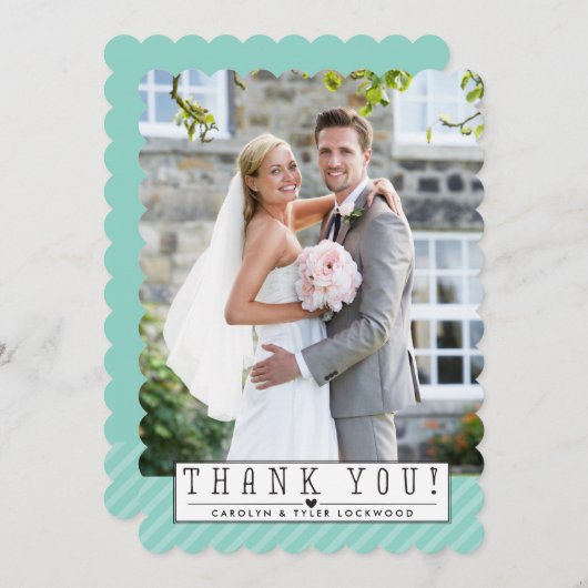 イベント写真ありがとうオーバーレイシンプルかわいいミント サンキューカード (正面/裏面)