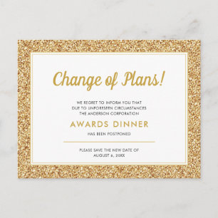 イベント延期キャンセルされた金ゴールドグリッター ポストカード