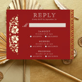 イベント数々のロータスフラワーインディアンウェディングRSVPカード 箔招待状ポストカード