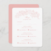 イベント数々のヴィンテージピンクロマンチックRSVPカード 出欠カード (正面/裏面)