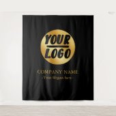 イベント用カスタム会社ゴールドロゴバックドロップ タペストリー (正面)