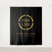 イベント用ブラックカスタム企業ロゴの背景 タペストリー (正面)