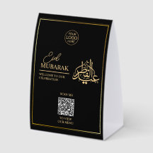 イベント用QRコード付きEid Mubarakテーブルテントサイン