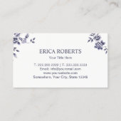 イベント結婚のプランニンエレガントグブルーフローラ 名刺 (裏面)