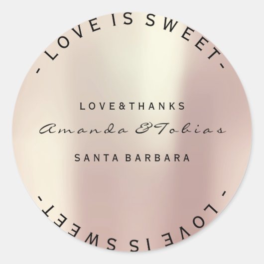 イベント結婚ス感謝していピンクの金ゴールドガラスの皮 ラウンドシール (正面)