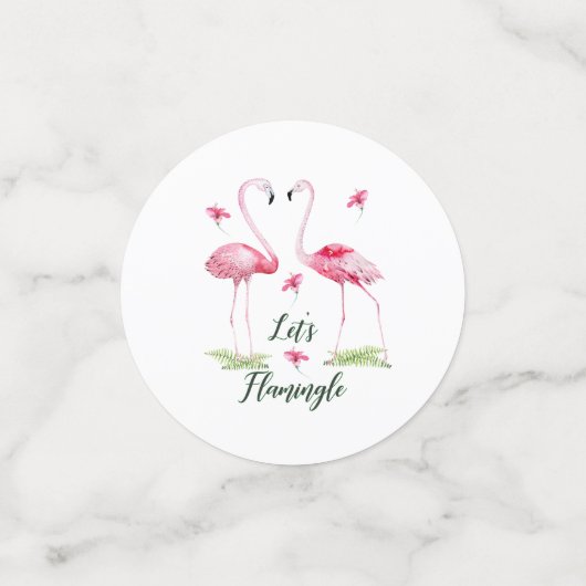 イベント結婚ズ誕生日フローラルアウ(ハワイ式宴会)フラミンゴ金ゴールド コンフェッティ (スモール正面)