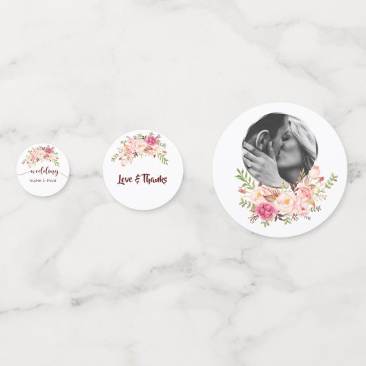 イベント結婚誕生日赤面ピンクフローラ金ゴールド コンフェッティ (正面)