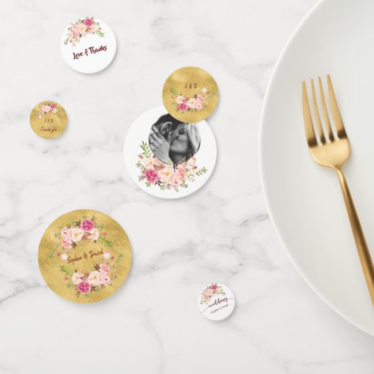 イベント結婚誕生日赤面ピンクフローラ金ゴールド コンフェッティ (グループ)