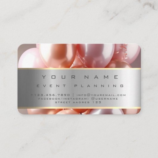 イベント計画の美しいバルーンカラフル 名刺 (正面)