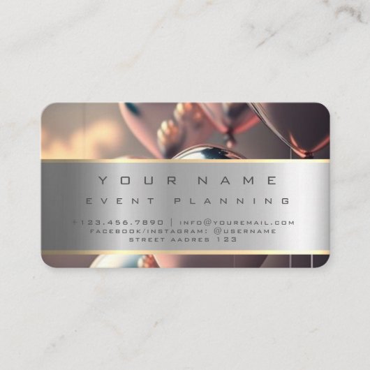 イベント計画の美しいバルーンカラフル 名刺 (正面)