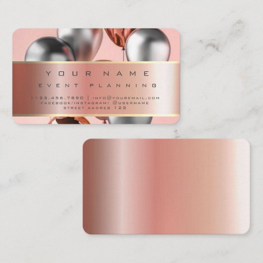 イベント計画の美しいバルーンカラフル 名刺 (正面/裏面)