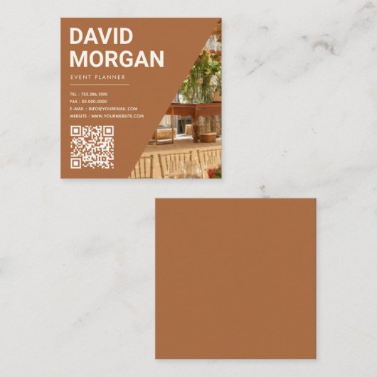 イベント計画はっきりしたタイポグラフィQrコード写真 スクエア名刺 (正面/裏面)