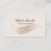 イベント計画モダンアイボリー金ゴールドグリッター羽 名刺 (正面)