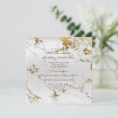 イベント誕生日ブラック金ゴールドグレーマーブルミニマル 招待状 (スタンド正面)