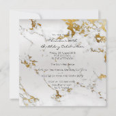 イベント誕生日ブラック金ゴールドグレーマーブルミニマル 招待状 (正面)