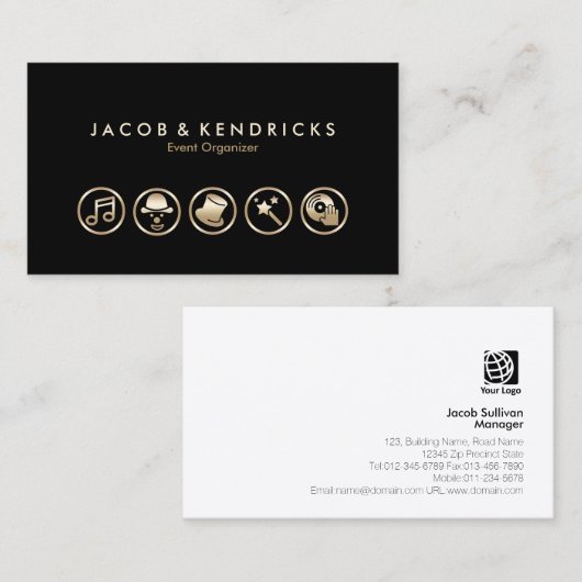 イベント開催者金ゴールドアイコン名刺 名刺 (正面/裏面)